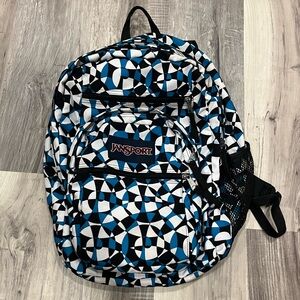 Jansport Backpack Blue White Black Patterned // large
